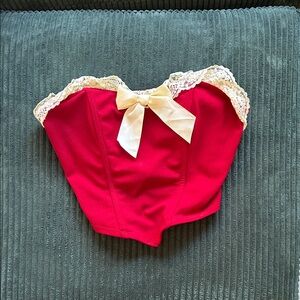 Red Lace-Trimmed Corset with Bow